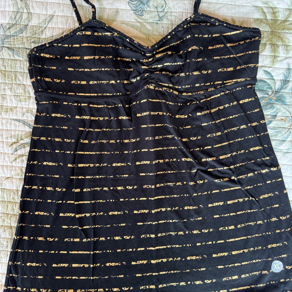 Black Poppy Black Dress with Gold Accents NWOT